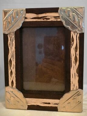 Argentinian Cardon Wood Picture Frame AlpaThica Silver Toned Corner Accents 4x6